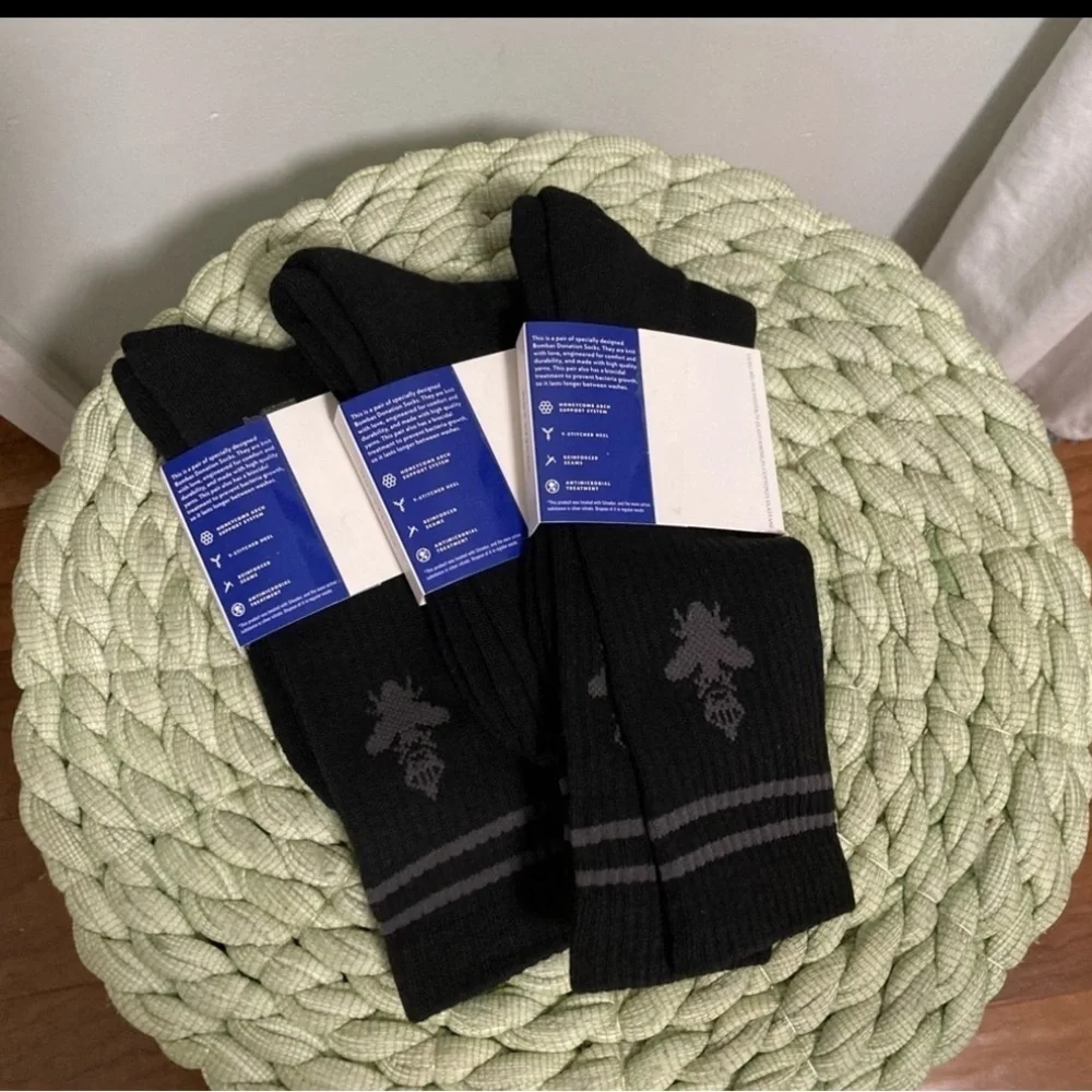 NWT BOMBAS All-Purpose Calf Black/ Gray Sock 3-Pack Small